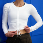 Front Sinch Long Sleeve Zipped Top White - White S