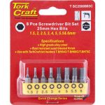 Tork Craft S driver Bit Set 8 Piece Hex H1.5-H6