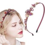 Coridy Crystal Purple Rhinestones Headbands Baroque Thin Hairbands For Women Girls Sparkly Diamond Hair Hoop Fashion Jeweled Hea