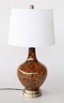 Tortoise Shell Design Lamp Base With White Shade Finial & Harp 67X36CM