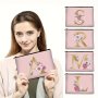 Floral Initial Canvas Makeup Bag - Preppy Style Polyester Cosmetic Pouch With Zipper For Bridesmaid Wedding Party Portable Travel Toiletry Organizer Yiwu Crafted -