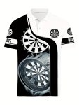 Men's Dart Target Print Golf T-Shirt Short Sleeve Tee For Summer Casual Trendy Top For Males Sport And Leisure Wear