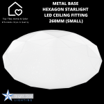 Metal Base Hexagon Starlight LED Ceiling Fitting - 260MM Small