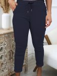 Plus Size Solid Color Slim Pants Casual Pockets Drawstring Waist Pants Women's Plus Size Clothing