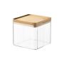 4 Pack - Cosmetic Storage Boxes With Bamboo Lids - Transparent