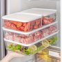 Set Of 4 Plastic Food Storage Containers 1200ML/42OZ - Bpa-free Multi-purpose Stackable Reusable Fridge Organizer Bins With Lids For Meat Vegetables Fruit - Sealable