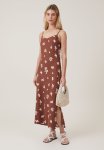 Cotton On Haven Slip Midi Dress - Bottle Brown Coral
