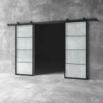Glass Barn Door D17 Custom Size - 2100 X 1900 X 25MM Reeded Glass