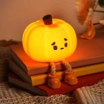 Dylviw Pumpkin Night Light Cute LED Lamp Silicone Dimmable Nursery Nightlight For Kids Silicone Rechargeable Bedside Touch Lamp