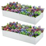 Meberam 2 Pack 8X4X1FT Galvanized Raised Garden Beds Kit Outdoor Metal Gardening Planter Box For Vegetable Elevated Flower Herbs