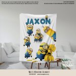 Personalised Fleece Blanket White Minion
