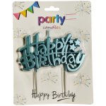 Fancy Teal Happy Birthday Candle Topper