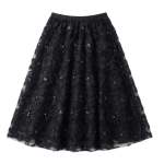 Ladies High Waisted Elasticated Mesh Skirt In Black - Black 2XL