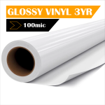 3 Year White Printable Vinyl White Adhesive Gloss 100MIC 1.37M X 50M Roll