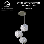White Wave Pendant 3LIGHT Fitting - 240MM