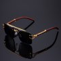 Frameless Fashion Glasses For Men And Women Anti-reflective PC Lens Metal Frame Wood Grain Detail Leopard Embellishment Uv Protection Sports Climbing Shades