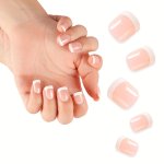 120 Pieces Natural French Fake Nails Acrylic False Nails Kit Including 12 Different Size Short Press On False Nails Pink White N
