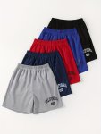 5-PACK Boys Shorts With Elastic Waistband Letter Print Casual Athletic Sports Style Summer Bottoms For Boys