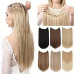 Adjustable Invisible Wire Hair Extensions For Women Synthetic 100% High-temperature Fiber Straight 4 Sizes Multiple Colors Seaml