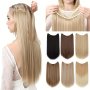 Adjustable Invisible Wire Hair Extensions For Women Synthetic 100% High-temperature Fiber Straight 4 Sizes Multiple Colors Seamless No-trace Integration With Fishing Line Comfortable Fit Easy-to-apply