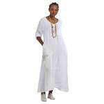 Giant Sequin Crochet Star Linen Maxi Dress - White L xl