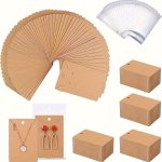 100PCS Kraft Paper Jewelry Display Cards Set With Hangable Design For Earrings And Necklaces Ideal For Boutique Packaging And Pr