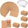 100pcs Kraft Paper Jewelry Display Cards Set With Hangable Design For Earrings And Necklaces Ideal For Boutique Packaging And Presentation 5.99*8.99cm/2.36*3.54inches