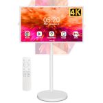 Yezrow Portable Tv On Wheels Portable Tv 4K Touch Screen Tv Tv On Wheels 8G+128GB Portable Smart Tv Android 13 Built-in Battery
