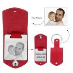 CAS102332 - Personalized Photo Keyring Stainless Steel - Red Strap