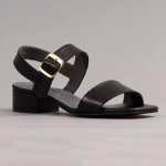 Toni Leather Block Heel Sandal - Black - 8