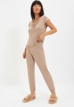 Collar Knit Pajamas Set - Stone