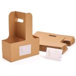 2CUP Kraft Drink Carrier Takeaway Coffee Cardboard Tray Sticker 25PIECE