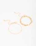 Goldair Gold Paperclip Bracelets 2-PACK