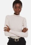 Ribbed Polo-neck Top - Light Beige