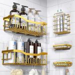 Shower Caddy 5 Pack Adhesive Shower Organizer For Bathroom Storage&home Decor&kitchen No Drilling Large Capacity Rustproof Stain