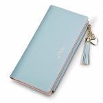 Sumgogo Slim Wallet For Women Long Tassel Zipper Clutch Purse Handbag Card Case Wallet Blue