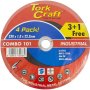 Tork Craft 3 + 1 Free Industrial Metal Cutting Discs 230 X 1.8 X 22.2MM Combo 101
