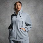 Plus Size Luxe Feel Track Top - Grey Melange