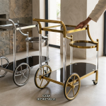 Rolling Bar Service Cart: Elegant Organizing - Silver