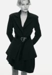 Engraved-button Hourglass Blazer - Black