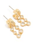 Goldair Gold Plated Cubic Zirconia Bezel Double Hoop Drop Earrings