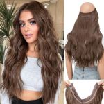 Challeam Invisible Transparent Wire Hair Extensions With 3 Secure Clips Adjustable Headband Size Wavy Curly Long Synthetic Hairp