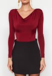 Burgundy Knitted Bodysuit - Dark Red