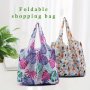 Floral Eco-friendly Reusable Shopping Bag 1PC Polyester Foldable Tote With Shoulder Straps For Grocery Washable And Collapsible Storage Handbag