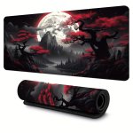 Darkness Red Moon Desk Mat Desk Pad Large Gaming Mouse Pad E-sports Office Keyboard Pad Computer Mouse Non-slip Computer Mat Gif