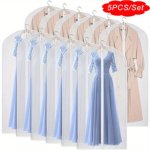 5PCS SET Simple-style Garment Covers Clear Dust-proof Hanging Suit Bags Closet Storage Organizers For Bedroom & Wardrobe