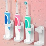 1PC Wall-mounted Electric Toothbrush Holders Self-adhesive Toothbrush Head Stands No-drill Storage Racks Plastic Bathroom Organi
