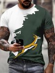 Men's Novelty T-Shirt Deer 3D Print Short Sleeve Tee Polyester Crew Neck Comfortable Outdoor Casual Wear