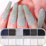 24 Colors Glitter Nail Powder Set Fine Iridescent White Sugar Dust Shiny Flakes Pigment For Manicure Decorations Sparkling Nail