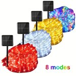 1PC Solar Tube Light Outdoor 11.89/21.95METER 100/200 LED Light Strings Outdoor 8 Mode Garden Rope Lights Decorated Wedding Chri